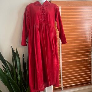 Eddie Bauer Red Midi Dress with Long Sleeves